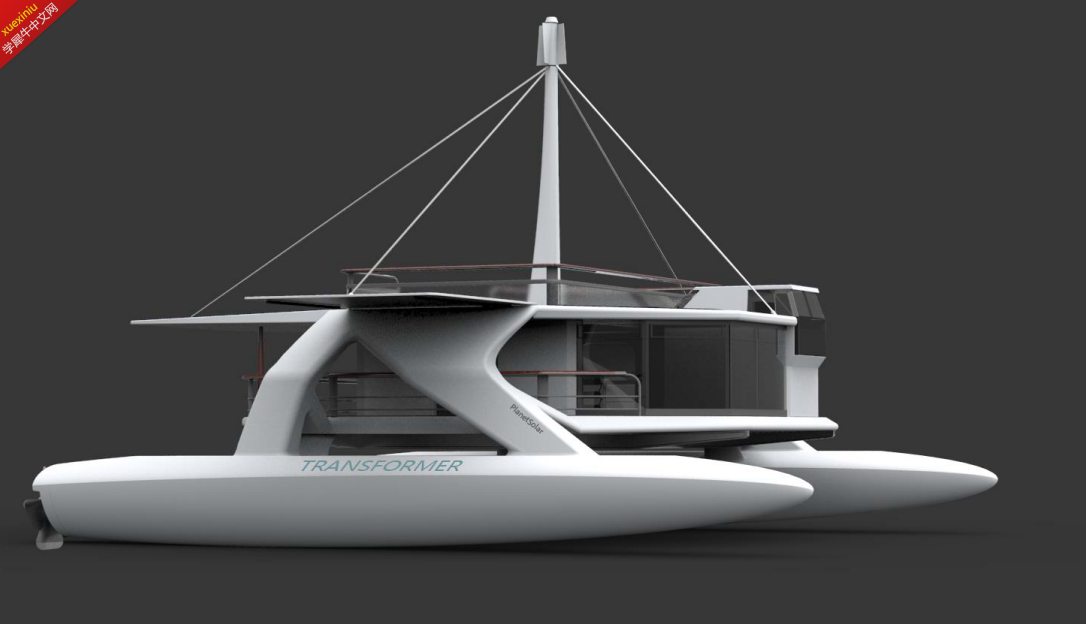 去年设计的太阳能双体船，这货不是概念哦!