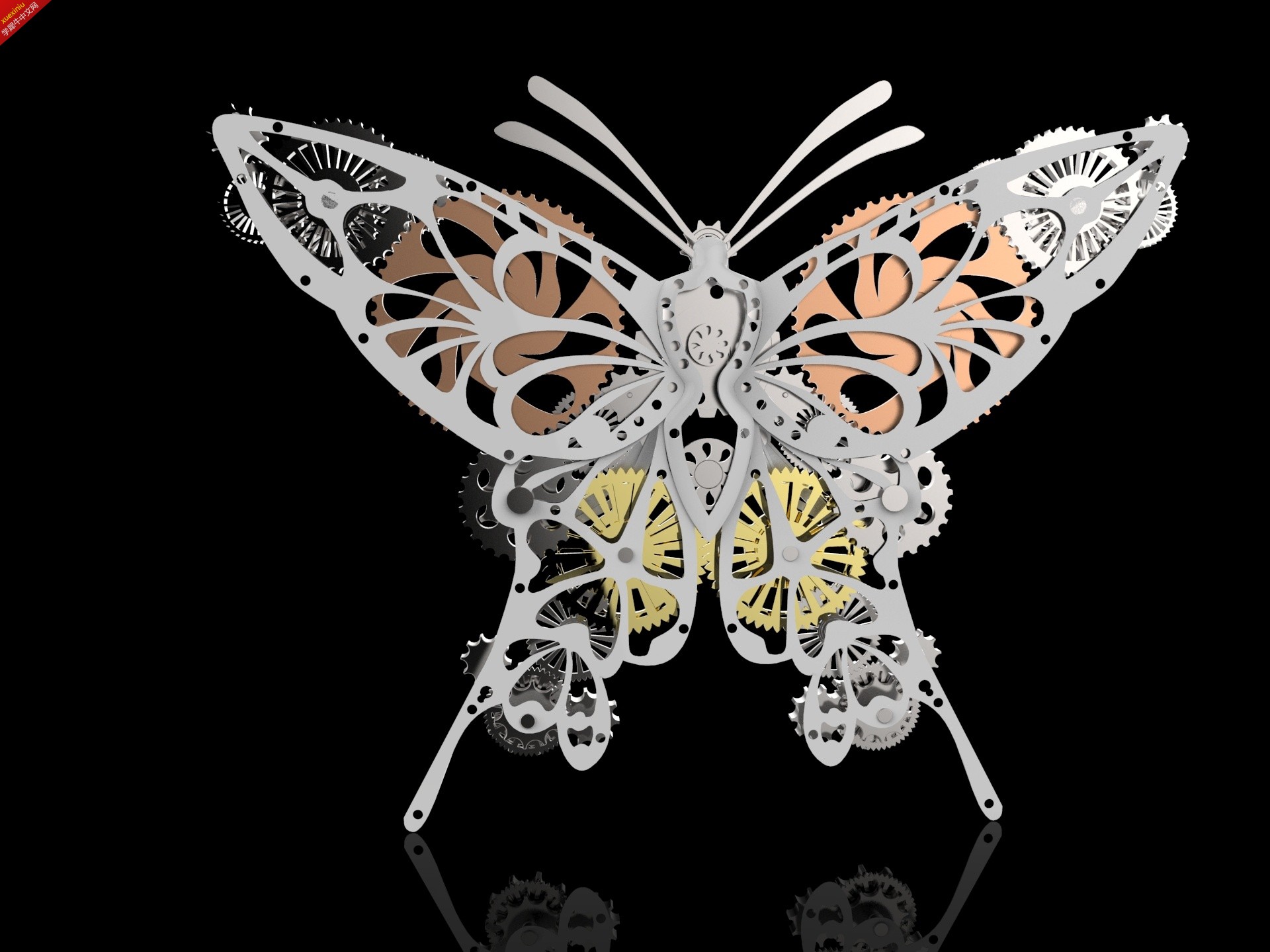 从某个平面图形变化而来的机械蝴蝶
