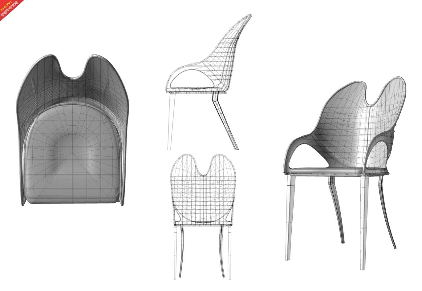 图1-2椅子1各向视图