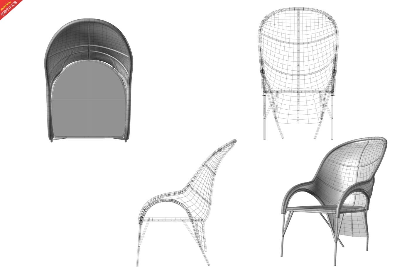 图2-2椅子2各向视图
