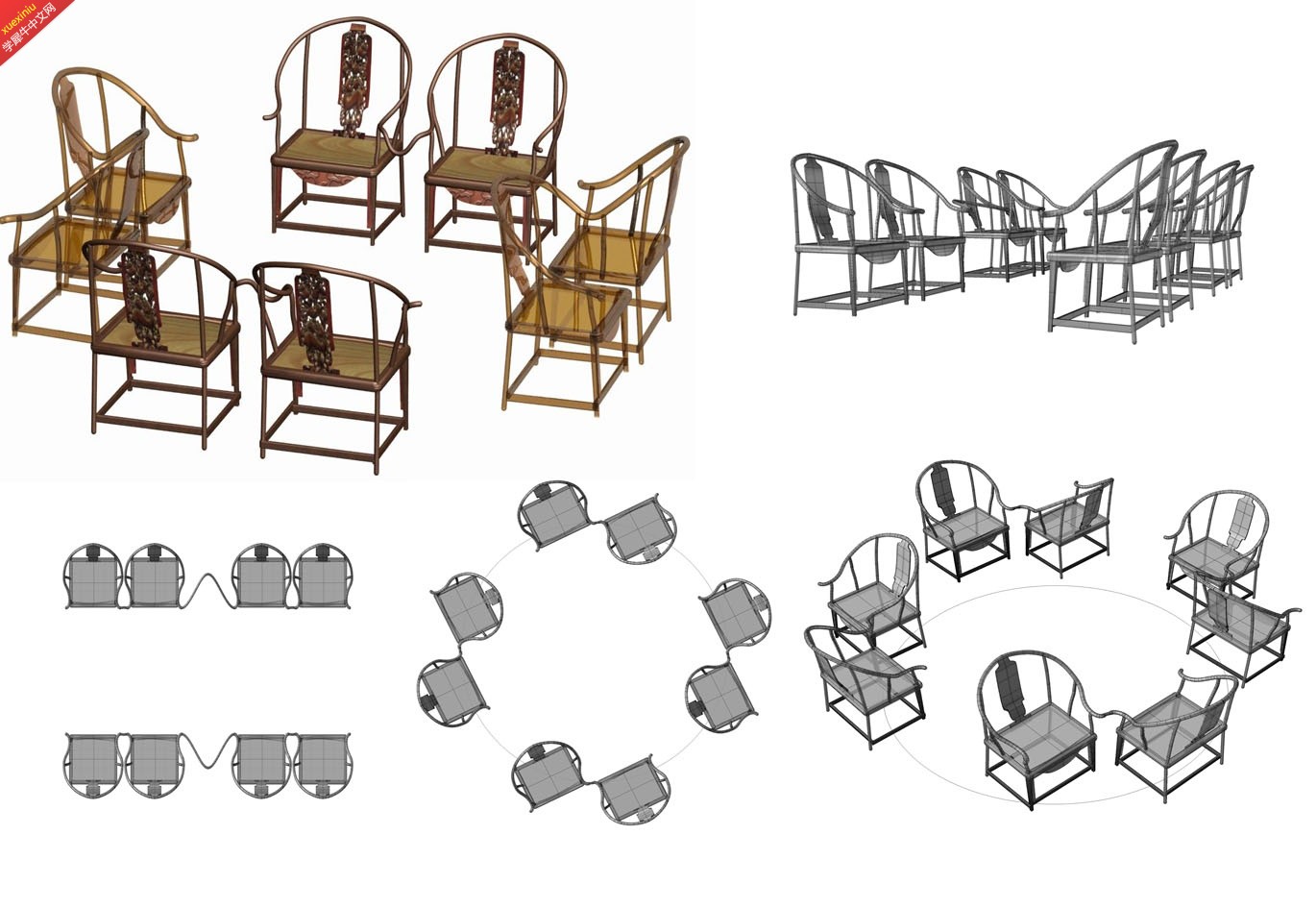 图7-23椅子在公众场合的不同排列