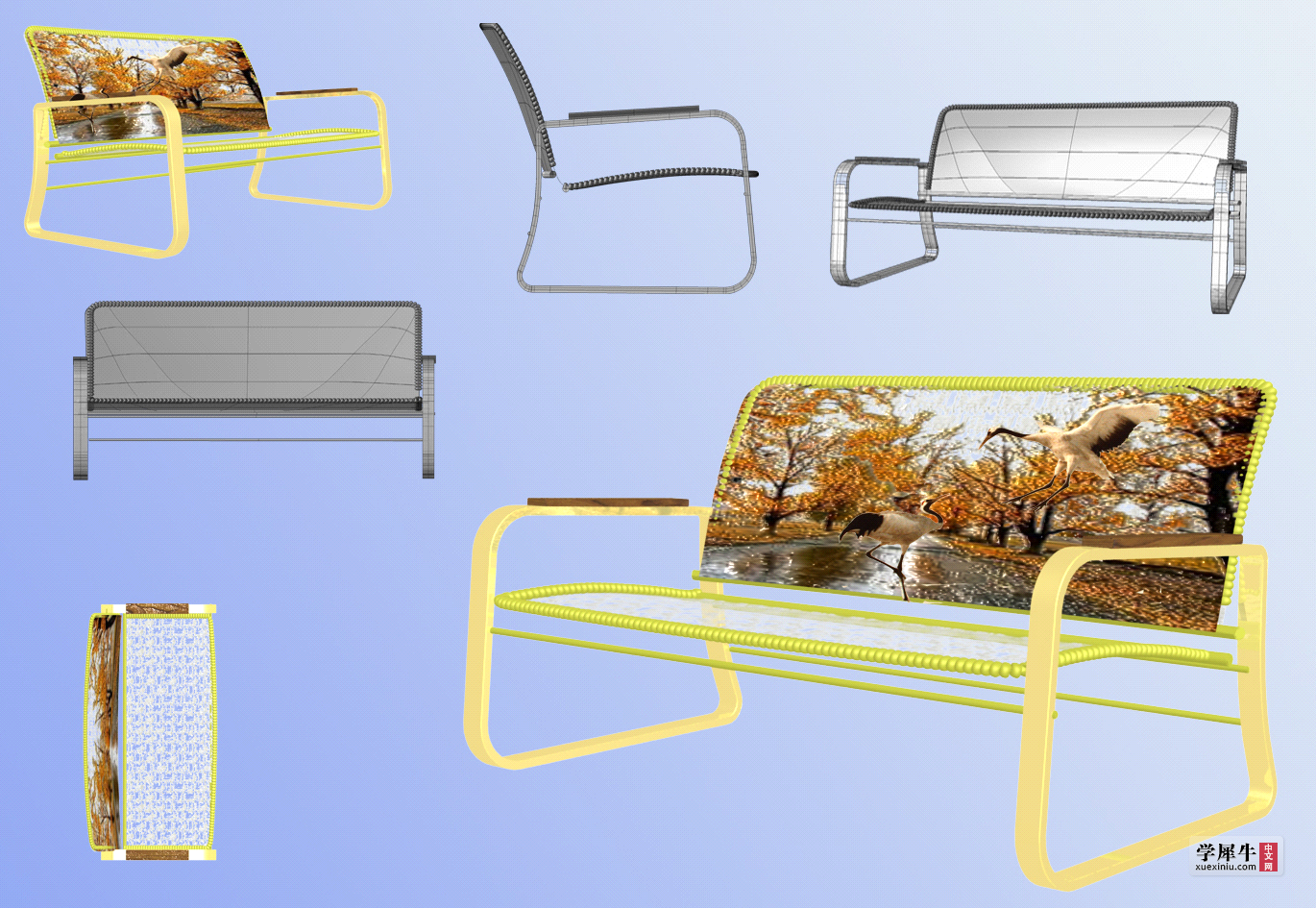 图2-3 •金屬、编织料组合長沙發