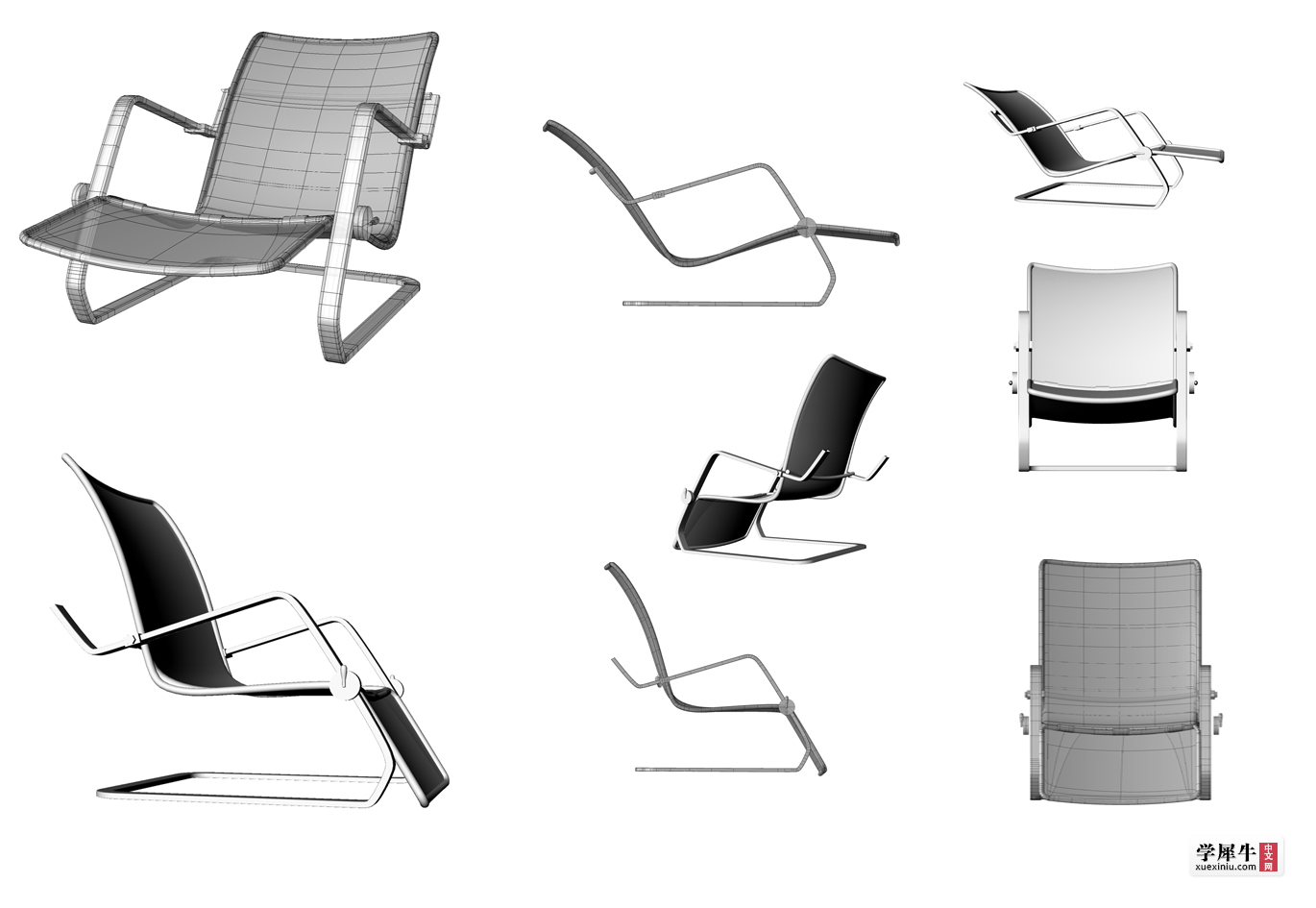 图3-8• 金屬架编织躺椅躺、坐变换
