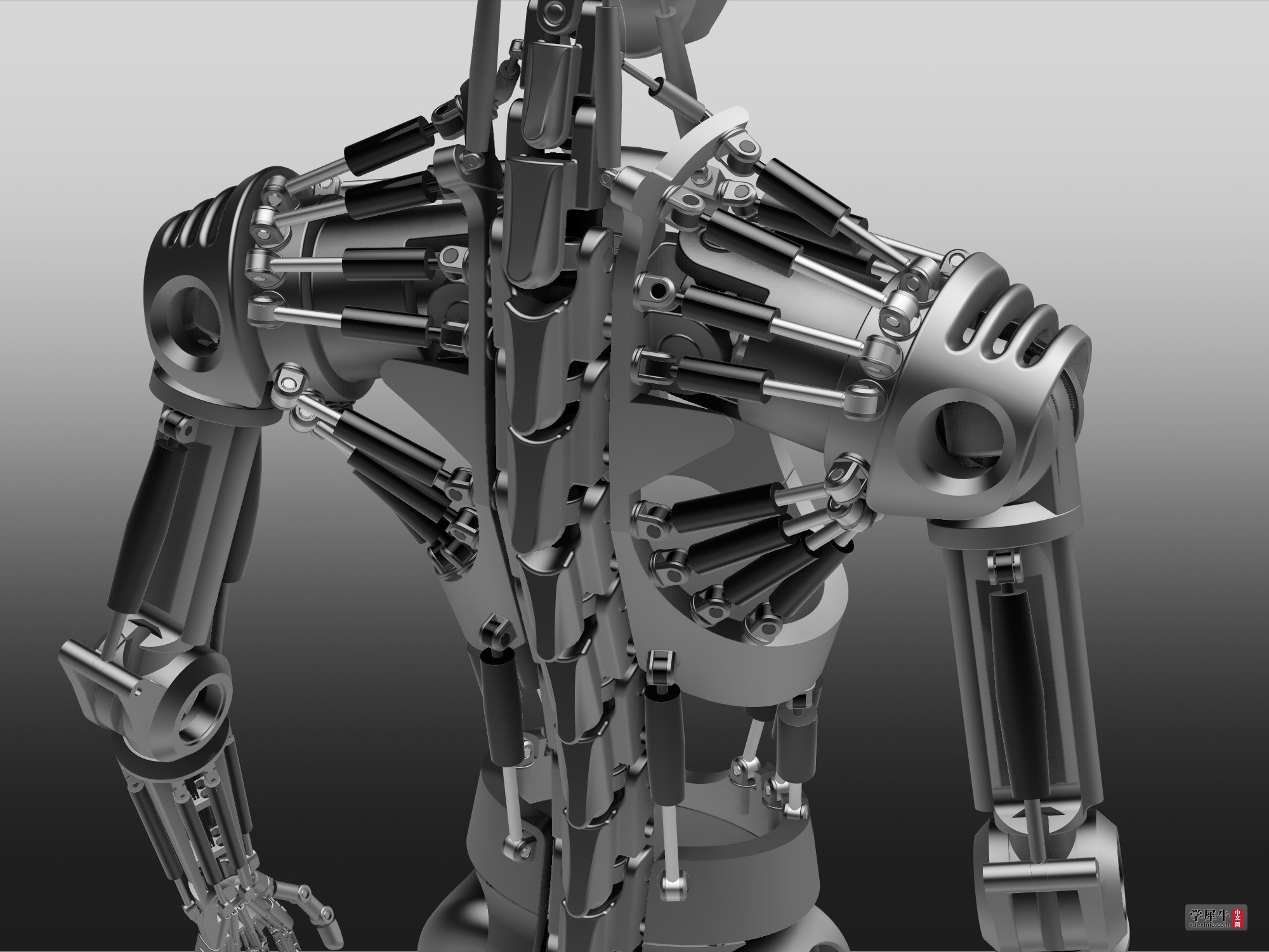 仿人机器人骨架UG模型-免费机械三维模型设计软件下载-莫西网