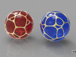 镶嵌宝石的球状泰森多边形球体