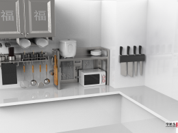 厨房小角落  厨房用具 电饭煲、微波炉、刀、漏勺、勿喷
