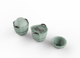 陶瓷三件套，多边形模型，可用作渲染