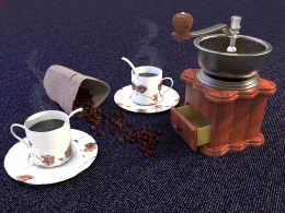 闲暇之余的练习作品-咖啡机，杯子，咖啡豆