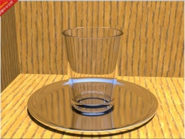 不锈钢碟子+玻璃杯 渲染图