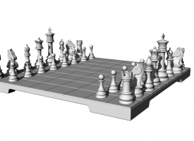 国际象棋益智玩具棋盘游戏棋子雕塑三维模型可渲染