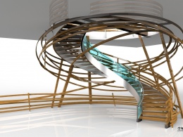 一款很有设计感的木制旋转楼梯  给大家分享~