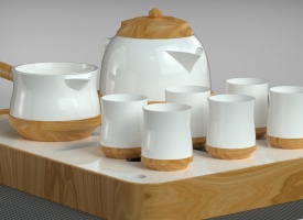 创意茶具套件作品带模型