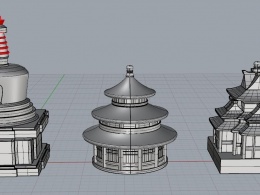 北京地标建筑——白塔、天坛、角楼模型