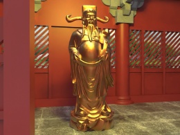 新年福神雕像-模型+渲染