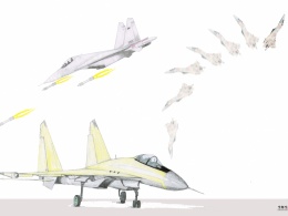 苏霍伊与米格战机手绘